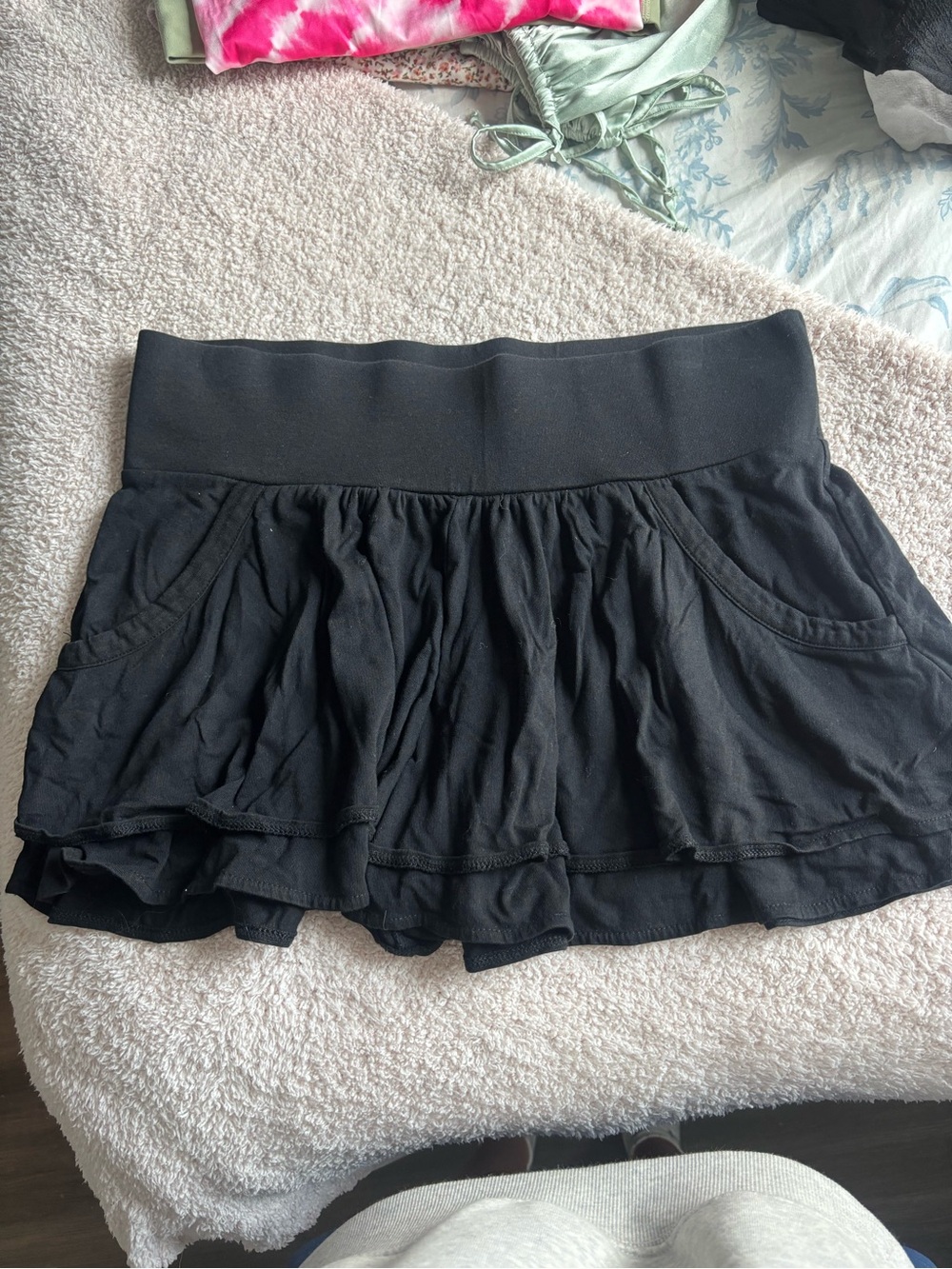 Express Black Ruffle Skort with Side Pockets